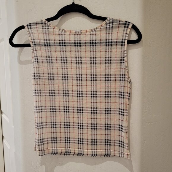 BURBERRY LONDON Vintage Nova Check Sheer Cropped Tank Top - Size: S - Picture 3 of 10